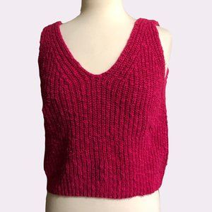 Vintage Pink Cotton-Linen Sleeveless Knit Top